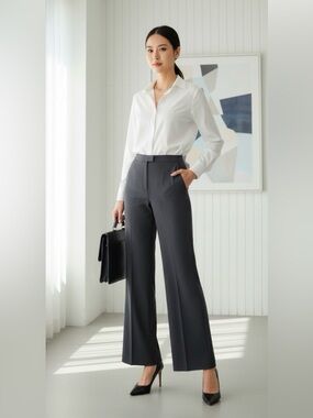 Calvin Klein Women’s Modern Fit Charcoal Grey Tapered Leg Dress Pants -Size 12